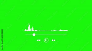 abstract music sound wave or audio isolated on green screen. Line digital minimalist voice and soundtrack.