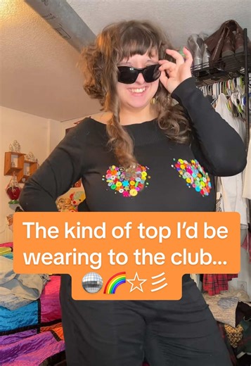 A clubbing top for the most whimsical and its on my shop now!👁️‍🗨️🌈💞✨showing a clubbing outfit that I honestly would wear if this new button piercing button shirt wasn’t on my fashion brands shop SEEINGCOLORS when I go to the club club✨ #cluboutfit #outfitsinspo