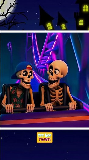🎃 Crazy Skeletons Are On a Roller Coaster Ride #shorts #kidssongs #halloweensongs