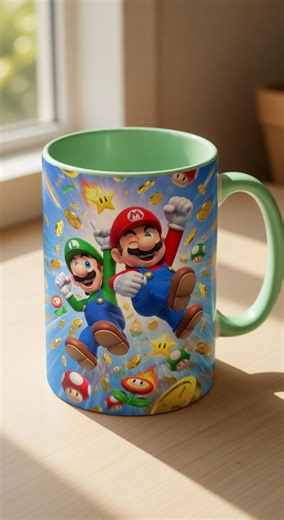 Mario & Luigi Action Mug – Retro Arcade Style Coffee Cup, Power-up Theme Gaming Mug, Colorful Gamer Gift Idea - Etsy