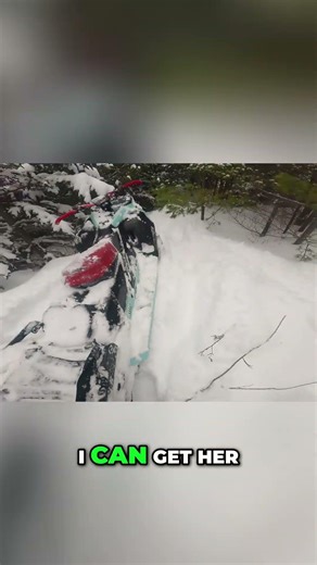 Snowmobiler Battles Deep Snow and Tight Forest Trails #shorts