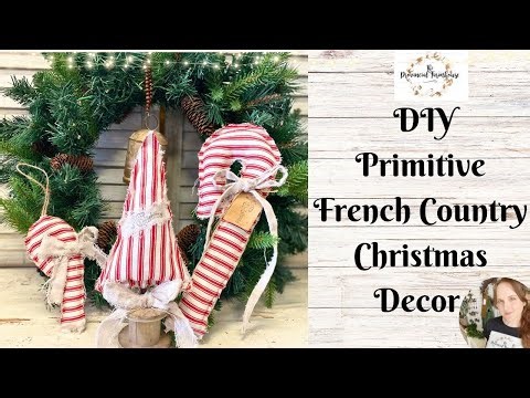 DIY Primitive French Country Christmas Decor | Using IOD Stamps | No Sew Rustic Crafts | Ornaments