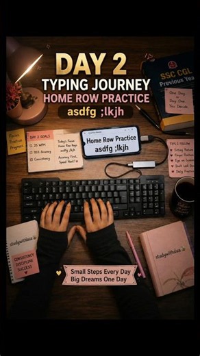 🪼Day 2 Home row practice,SSC Typing Journey ✨#ssccgl #typing #compettive #sscchsl #studywithdua