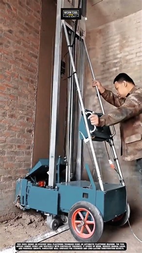Applying Cement Plaster on Wall Using Work Tool Automatic Wall Plastering Machine #tool #worktool