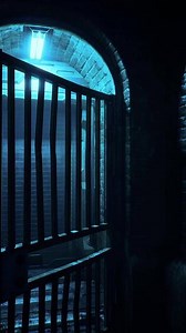 whire door and neon lights at night