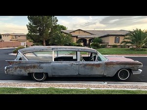 1960 Cadillac Hearse walk around and drive.