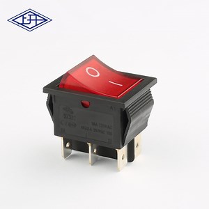 [Hot Item] Red Button 16A 250V 2 Way 6p Rocker Switch with Red LED Lamp