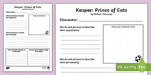 Kaspar: Prince of Cats Character Profile Worksheet PDF