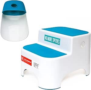 Prince Lionheart Step Stool Set with Faucet Extender, Dual Height Step Stool for Potty Toilet Training Kitchen to Wash Hands, Grippy Non-Slip Top, Sturdy Base with Non-Slip Feet (2 Pack, Berry Blue)