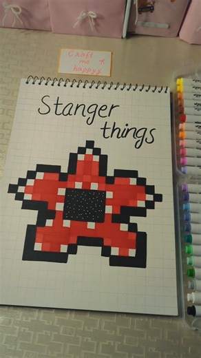 stranger things 🖤 pixel art #shorts #strangerthings #papercraft