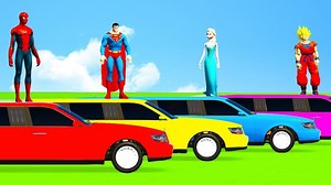 SUPERHERO COLOR LONG CARS & Helicopter Cartoon for Babies and Kids Spiderman Nursery rhymes | CARS 4 KIDS