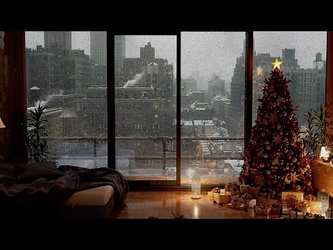 Warm And Cozy Winter Ambience | NYC Apartment In A Snow Storm | For Study And Relaxation | Christmas