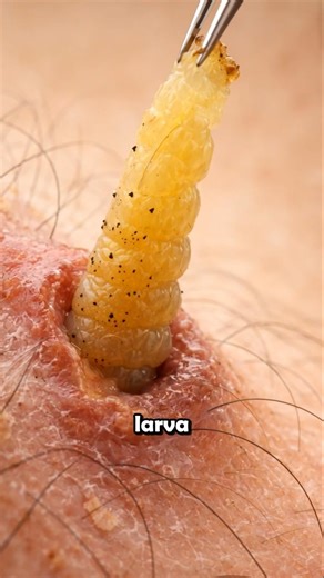 NEVER Pull Out a Botfly Larva like this ❌️ #satisfying #macro