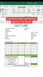 Conseil, tuto et astuce sur Excel ! Comment creer une facture PRO en 1 minute chrono sur Excel 🧾💻 (Pas besoin d'être expert je t'explique tout 👇) #factureexcel #astuceexcel #Excel #exceltips #ExcelPourTous #tutorielexcel #Pro2Excel | Pro2Excel-AI