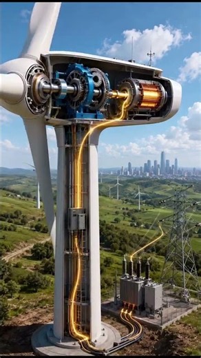 How Does a Wind Turbine Generate Electricity? ⚡🌬️ | Wind Energy Explained #Shorts