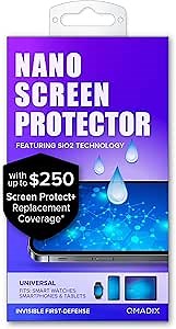 Qmadix $250 Replacement Guarantee Invisible First Defense Nano Liquid Screen Protector [Scratch Resistant] for All iPhone, iPad, Apple Watch, Samsung Phones - Extreme Liquid Glass Protection
