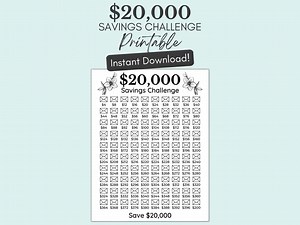 20000 Savings Challenge Printable | 20,000 Savings Challenge | 100 Envelope Savings Challenge | 20K Savings Challenge | 20K Savings Tracker - Etsy