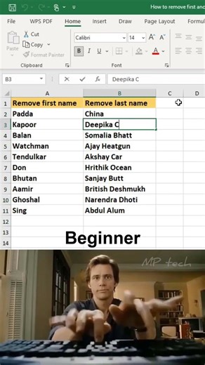 How to remove first and last name in excel 😱 #excel #office #spreadsheet