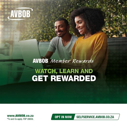 It’s time to get rewarded again with AVBOB Member Rewards! Take time to learn about AVBOB Mutual Wellness and stand a chance to get rewarded with TWO R100 shopping vouchers! To participate, simply log into your AVBOB Member Rewards profile, watch the video, complete the survey and claim your share. Not yet opted in? Visit www.avbob.co.za to learn more and join. *Ts and Cs apply. FSP 20656. #AVBOBMemberRewards | AVBOB South Africa