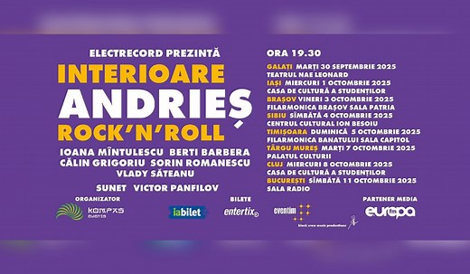Alexandru Andrieș pornește într-un turneu special: „Interioare / Rock’n’Roll”. Opt orașe, două albume legendare