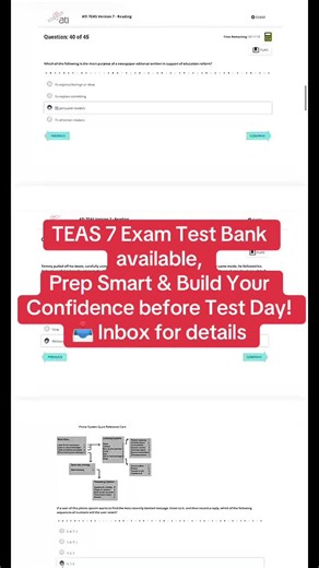 TEAS 7 Exam Test Bank available, Prep Smart & Build Your Confidence before Test Day! 📥 Inbox for details #nurse #nurselife #nursingstudent #nursingschool #studywithme