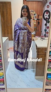 13K views · 73 reactions | Bandhej khaddi special saree Colour options available Dm at 096798 85580 Saree Shree collection Jewelry Tiyasjewels | Shree collection | Facebook