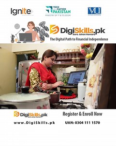 Women across Pakistan are rewriting their future through digital skills and you can be one of them. Join 𝗗𝗶𝗴𝗶𝗦𝗸𝗶𝗹𝗹𝘀.𝗽𝗸 𝗙𝗥𝗘𝗘 𝗰𝗼𝘂𝗿𝘀𝗲𝘀 and gain practical skills in freelancing, video editing, e-commerce, virtual assistance, and more. Learn from home, earn independently, and create opportunities for yourself and your family. Don’t wait for the perfect moment, create it today. Enroll Now! Seats are limited! Join thousands of empowered learners across Pakistan! 𝗥𝗲𝗴𝗶𝘀𝘁𝗲𝗿 