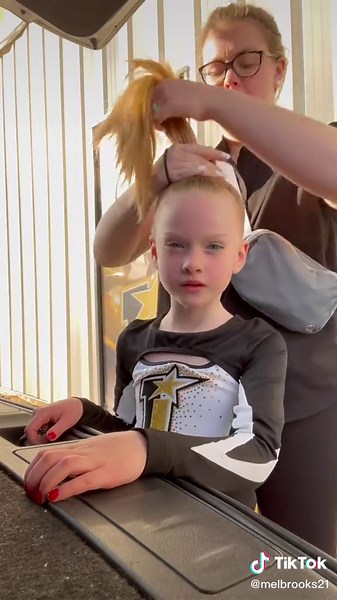Cheer hair 😁📣 #cheer #cheerhair #cheerhairtutorial #ponytail #cheerponytail #ponytailtutorial #asmr #asmrsounds #asmrvideo #soundon #funnysound #kids #allstarcheerleading #impactone #aussie #aussiehair #fyp #foryou #cheermom #momlife #momsoftiktok #mom