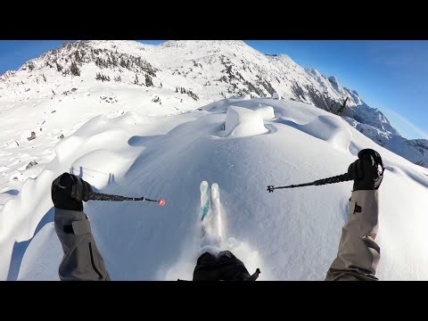 Early season skiing in Marriott Basin near Wendy Thompson Hut