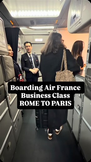 Pointedbyjared on Instagram: "Boarding my Air France business class flight from Rome to Paris 🇮🇹✈️🇫🇷 This flight (and my next one from CDG → JFK) cost ~66K miles + $350 in taxes and fees total for both flights 💳 Reminder: intra-Europe business class is basically economy with a blocked middle seat and better food — so keep your expectations in check 😅 Stay tuned — full review of both flights and all the onboard food coming soon 🍷🥖 #airfrance #businessclass #travelhacks #aviation #pointsan