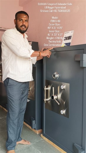 BHARAT SAFE COMPANY | SURAXA Fireproof Defender Safe LB Nagar Hyderabad Srinivas Call +91 7036016135 Model FBR S-49 Outer Size:- 49" X 31" X 29" Inner... | Instagram