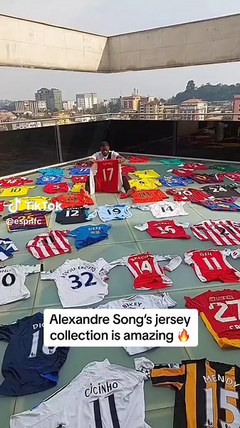 Alexandre Song showed off his jersey collection from his playing career and it’s unbelievable 🤩 (via 17alexsong/IG) #barca #fcbarcelona #soccer #futbol