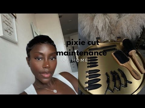 PIXIE CUT MAINTENANCE AT HOME: wash and style my pixie cut with me 🤎