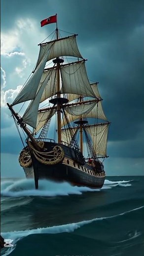 Majestic Pirate Ship Sailing Through a Stormy Sea – Epic AI Animation