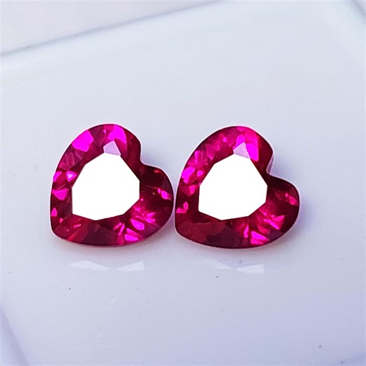 6mm Heart Shaped Ruby Loose Stones, Lab Created Red Ruby for Jewelry Making, Birthstone Heart Cut Gemstones, Pigeon Blood Red Ruby Pair - Etsy
