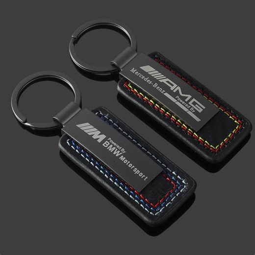 BMW Mercedes-benz Genuine Leather Carbon Fiber Textured Car Emblem Metal Key Ring Pendant - Etsy