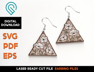 Triangle Floral Earring Set SVG File: Laser Cut Jewelry Template (digital Download) - Etsy Canada