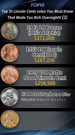 471K views · 4.1K reactions | Top 10 Lincoln Cents value You Must Know❗That Made You Rich Overnight(2)#money #dollar #collection #collections #pennys #coins #coin #numismatica #lincoln #penny | HeritCoin | Facebook