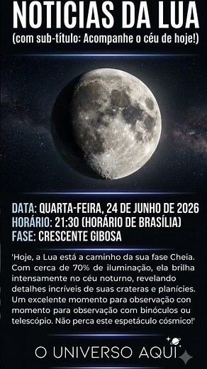 Lua Crescente Gigante Hoje! Veja o Espetáculo no Céu de 24 de Junho de 2026 #universo #interstellar