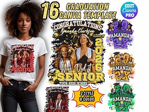 Grad Shirt Graduation Class of 2026 Custom Shirts Designs Canva Grad Tshirt Template, Senior Graduate Design - Etsy
