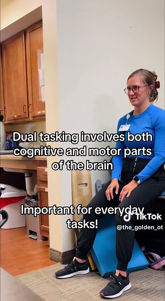 Dual tasking combines both movement with cognition. 🧠🦵🏻 Our bodies are an integrated system, it heals through movement, and movement requires executive functioning. Combining these two things can be very difficult and we don’t realize how difficult it is – until it has been impacted by a trauma or injury! Dual-tasking is the ability to perform two tasks simultaneously and is required during everyday functional tasks. Here is an activity to facilitate effective dual tasking to increase overall