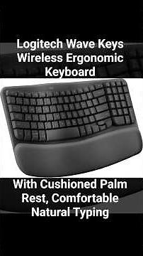 Logitech Wave Keys Wireless Ergonomic Keyboard with Cushioned Palm Rest, Comfortable Natural Typing