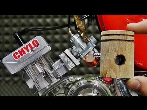 WOODEN PISTON 2 STROKE TRANSPARENT CYLINDER ENGINE SIMSON TUNING