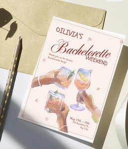 Cocktail Bridal Shower Invitation and Itinerary TEMPLATE: Customize Easily After Purchase - Etsy