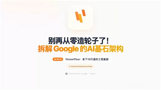 每天半小时AI知识 | 19万星！TensorFlow深度学习框架，Google开源的AI基石