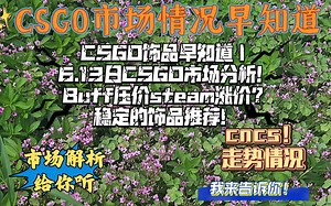 CSGO饰品早知道 | 6.13日CSGO市场分析！buff压价 Steam市场涨价？稳定套装推荐!
