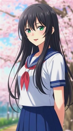 POV: It’s the first day of school and she’s waiting for you. 🌸🎒 #cherryblossom #waifu #shorts