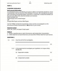 Life Sciences/Practical Task 2: Scientific Research QUESTION 1... | Filo