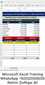 92K views · 933 reactions | Calculating Total Working Hours in Microsoft #Excel | How Many Hours An Employee Work in a Week? | 3 Solutions Solution 1: =IF(End>Start,End-Start,1-Start+End) Solution 2: =MOD(End-Start,1) Solution 3: =End-Start+(End<=Start) | Excel Basement | Facebook