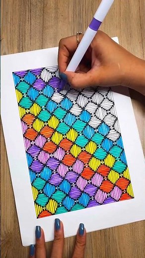 Colorful Zentangle Pattern Drawing | Easy Geometric Art Design for Beginners #zentangle#patternart